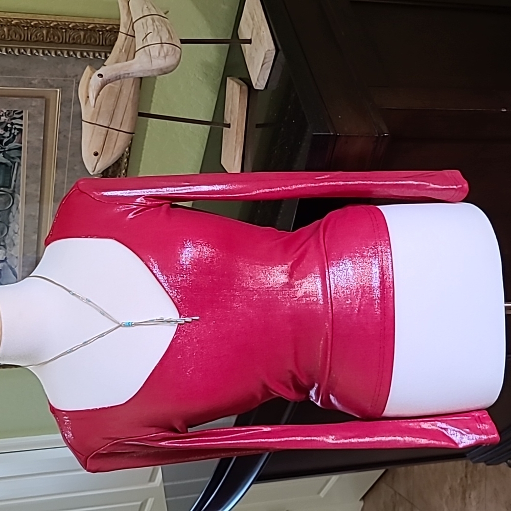 My Michelle red "Sharkskin" long sleeve top